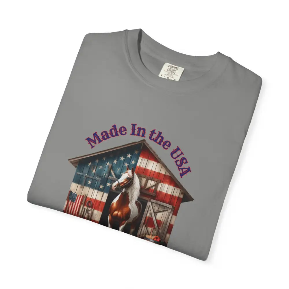 Made in the USA Horse Graphic T Shirt Patriotic Tee for Horse Lovers American Pride Apparel T Shirt