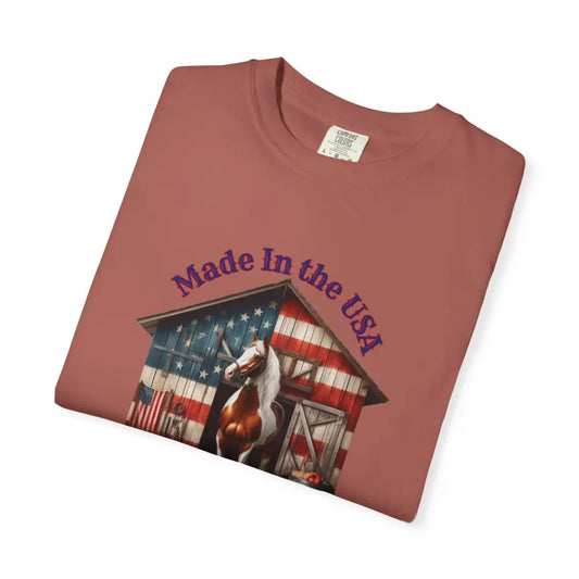 Made in the USA Horse Graphic T-Shirt Patriotic Tee for Horse Lovers American Pride Apparel - T-Shirt