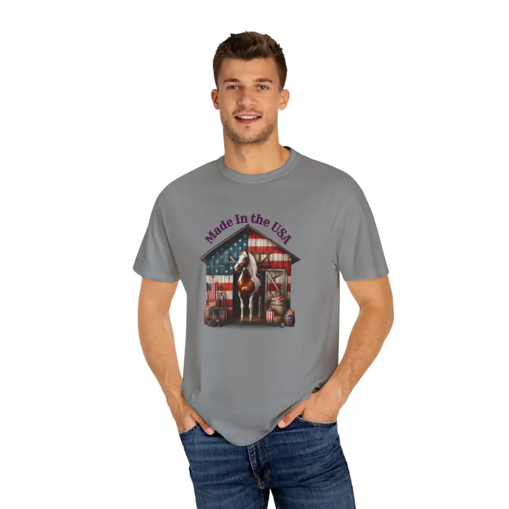 Made in the USA Horse Graphic T Shirt Patriotic Tee for Horse Lovers American Pride Apparel T Shirt