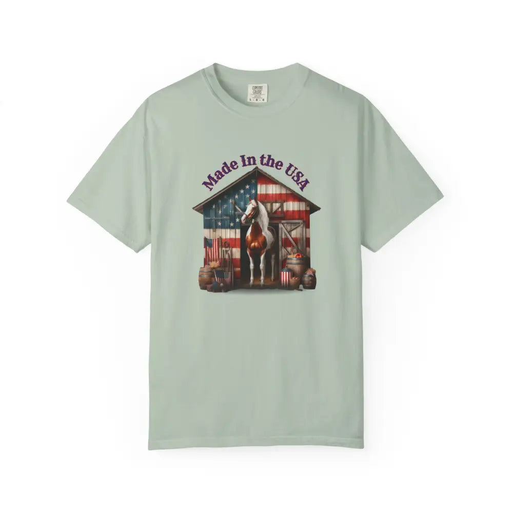 Made in the USA Horse Graphic T Shirt Patriotic Tee for Horse Lovers American Pride Apparel Bay / S T Shirt