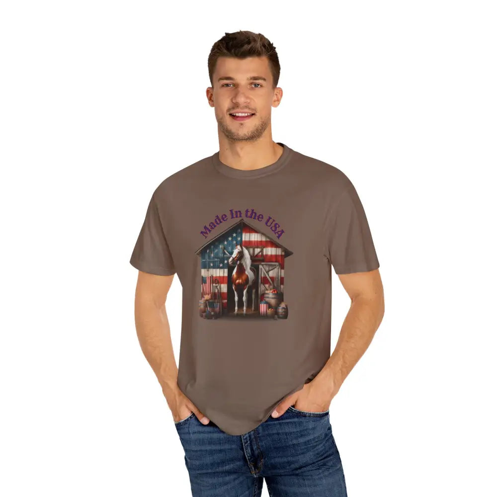 Made in the USA Horse Graphic T Shirt Patriotic Tee for Horse Lovers American Pride Apparel T Shirt