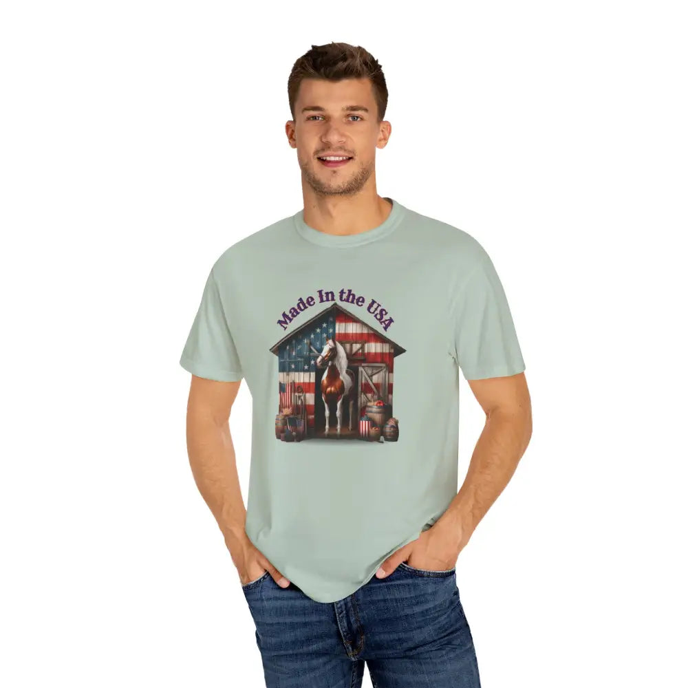 Made in the USA Horse Graphic T Shirt Patriotic Tee for Horse Lovers American Pride Apparel T Shirt