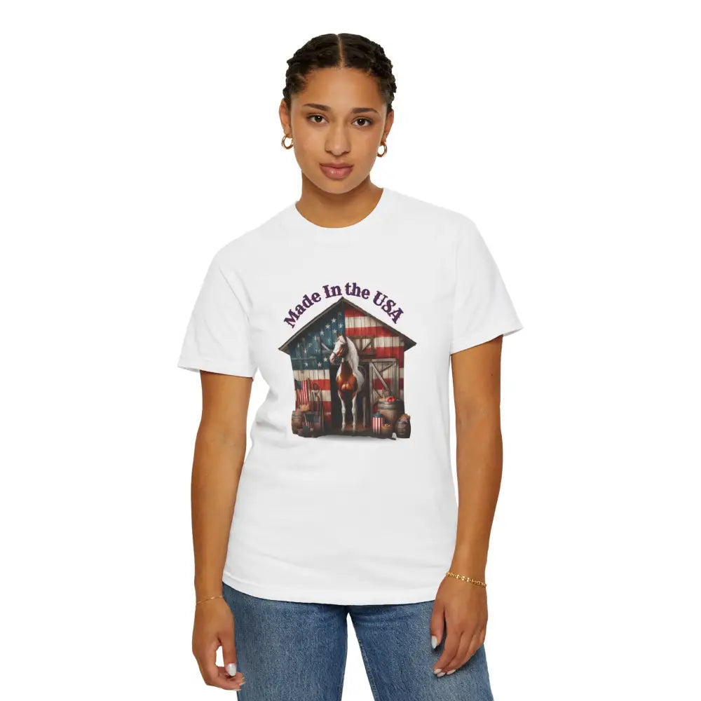 Made in the USA Horse Graphic T Shirt Patriotic Tee for Horse Lovers American Pride Apparel T Shirt
