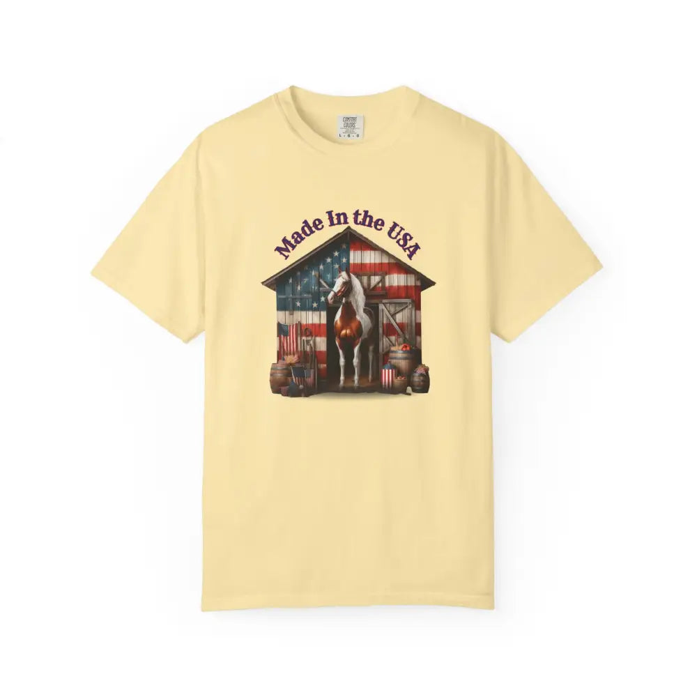 Made in the USA Horse Graphic T Shirt Patriotic Tee for Horse Lovers American Pride Apparel Banana / S T Shirt