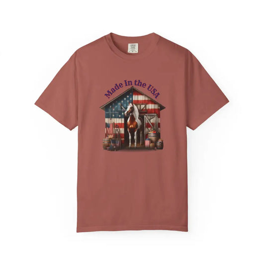 Made in the USA Horse Graphic T-Shirt Patriotic Tee for Horse Lovers American Pride Apparel - T-Shirt