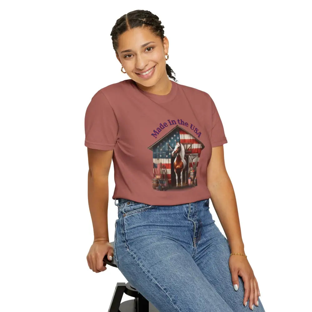 Made in the USA Horse Graphic T Shirt Patriotic Tee for Horse Lovers American Pride Apparel T Shirt