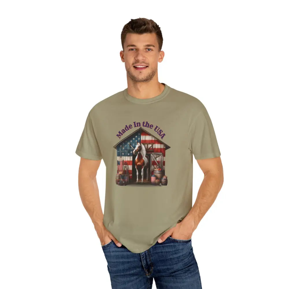 Made in the USA Horse Graphic T Shirt Patriotic Tee for Horse Lovers American Pride Apparel T Shirt