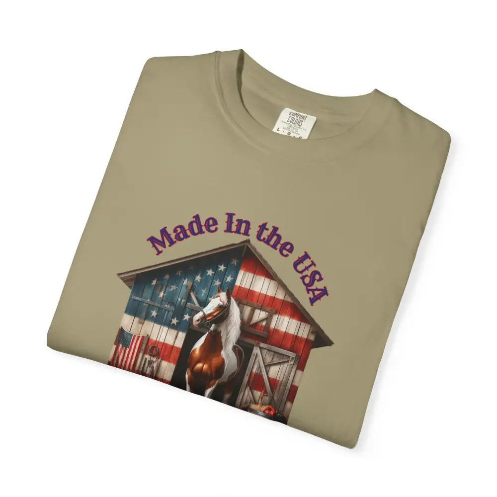 Made in the USA Horse Graphic T Shirt Patriotic Tee for Horse Lovers American Pride Apparel T Shirt