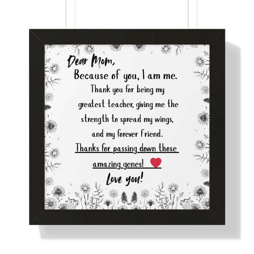Mother’s Day Heart Felt Poster Gift Perfect Gift for Mom Best Unique Gifts for Mom Wall Art 16″ x 16″ / Black Home Decor