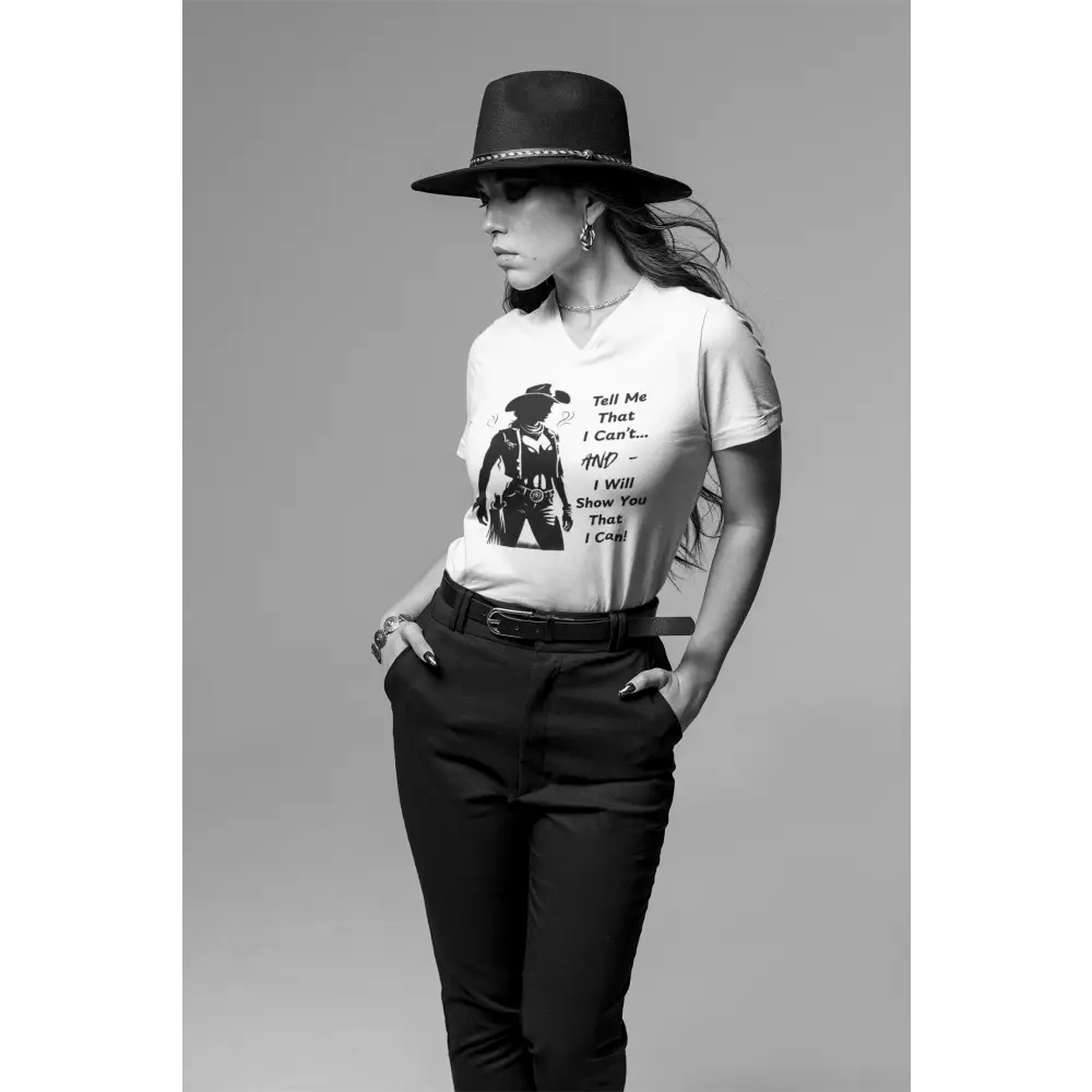Motivational Country Tough Cowgirl Tee V-Neck Shirt Cotton Light Weight Farm Attire - V-neck