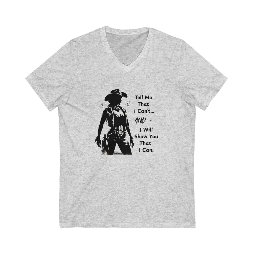 Motivational Country Tough Cowgirl Tee V-Neck Shirt Cotton Light Weight Farm Attire - Ash / S - V-neck