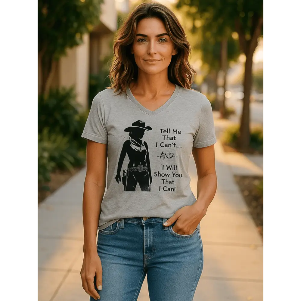 Motivational Country Tough Cowgirl Tee V-Neck Shirt Cotton Light Weight Farm Attire - V-neck