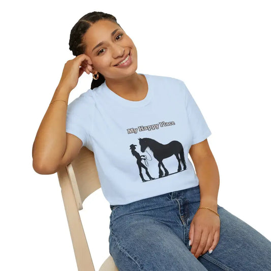 My Happy Place T-Shirt Horse Lover Shirt Western Tee Outdoor Apparel - T-Shirt