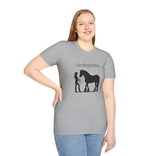My Happy Place T-Shirt Horse Lover Shirt Western Tee Outdoor Apparel - T-Shirt