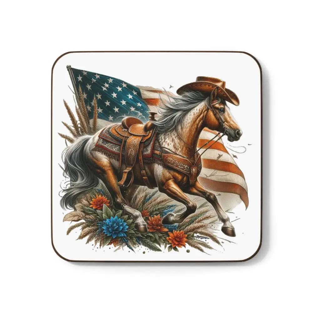 Patriotic Horse Beverage Bar Coaster Western Home Decor Bar Accessories Square 3.5 x 3.5 Home Decor