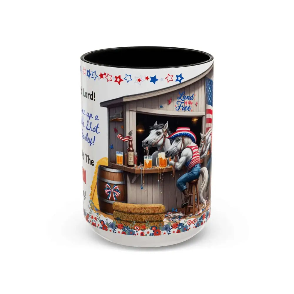 Patriotic Horse-Themed Country Coffee Mug Independence Day Tipsy Song Mug for Country Lovers | Funny Gift Idea - 15oz