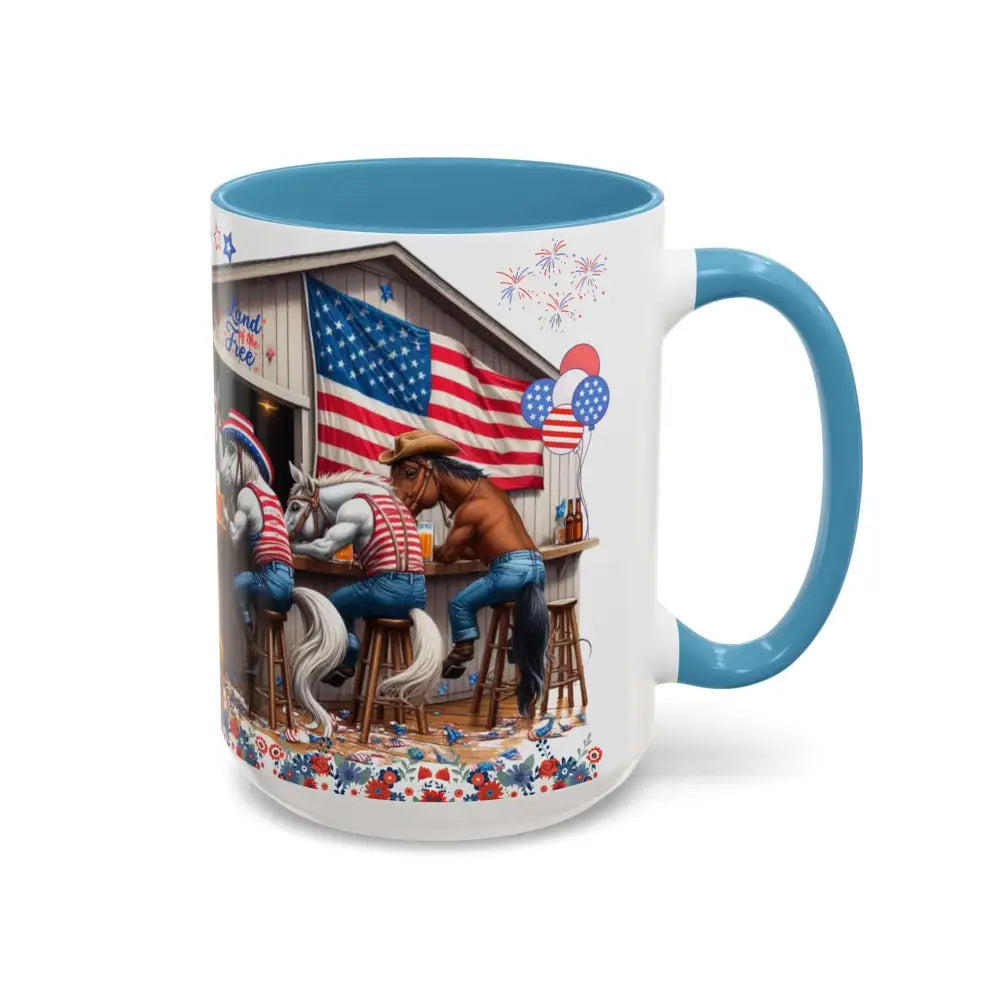 Patriotic Horse-Themed Country Coffee Mug Independence Day Tipsy Song Mug for Country Lovers | Funny Gift Idea - Mugs