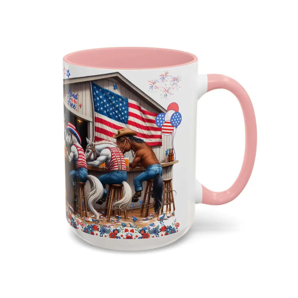Patriotic Horse-Themed Country Coffee Mug Independence Day Tipsy Song Mug for Country Lovers | Funny Gift Idea - Mugs