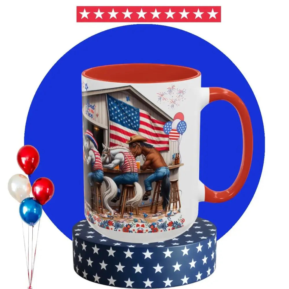 Patriotic Horse-Themed Country Coffee Mug Independence Day Tipsy Song Mug for Country Lovers | Funny Gift Idea - Mugs