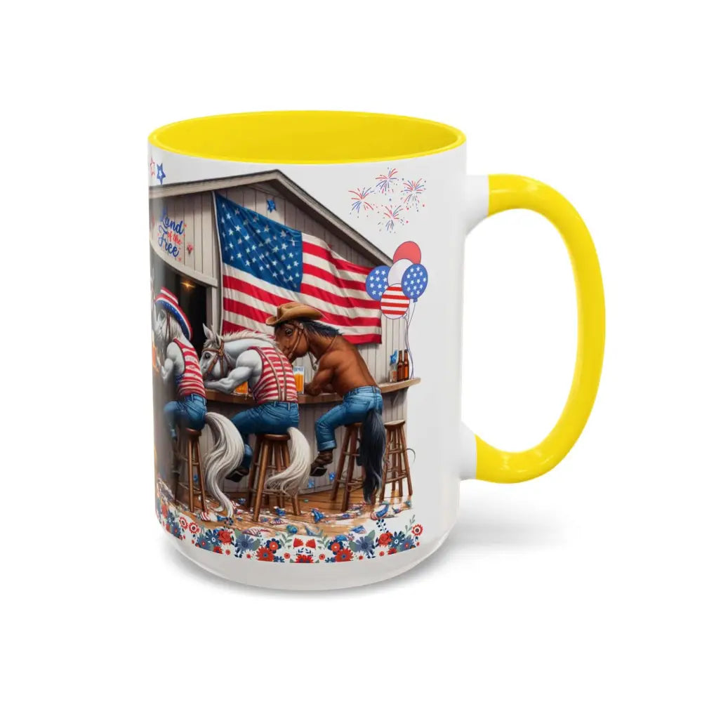 Patriotic Horse-Themed Country Coffee Mug Independence Day Tipsy Song Mug for Country Lovers | Funny Gift Idea - Mugs
