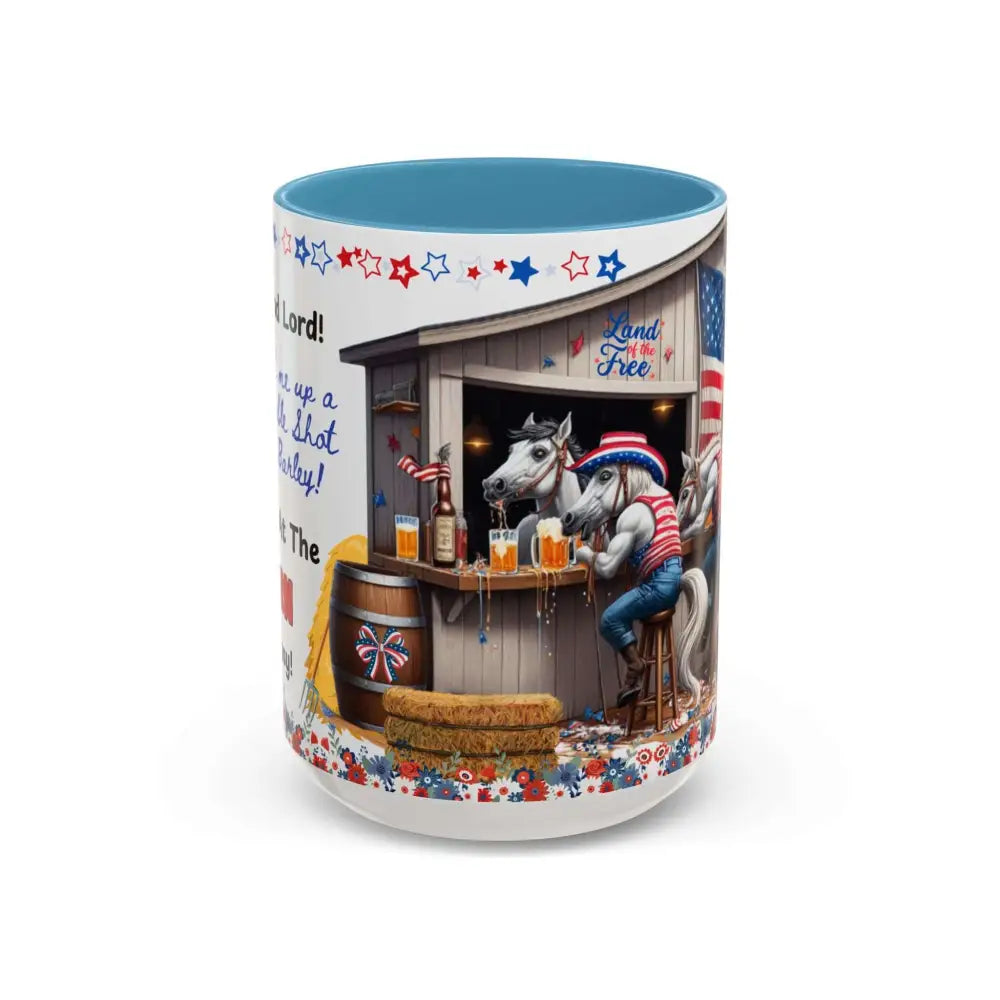 Patriotic Horse-Themed Country Coffee Mug Independence Day Tipsy Song Mug for Country Lovers | Funny Gift Idea - 15oz