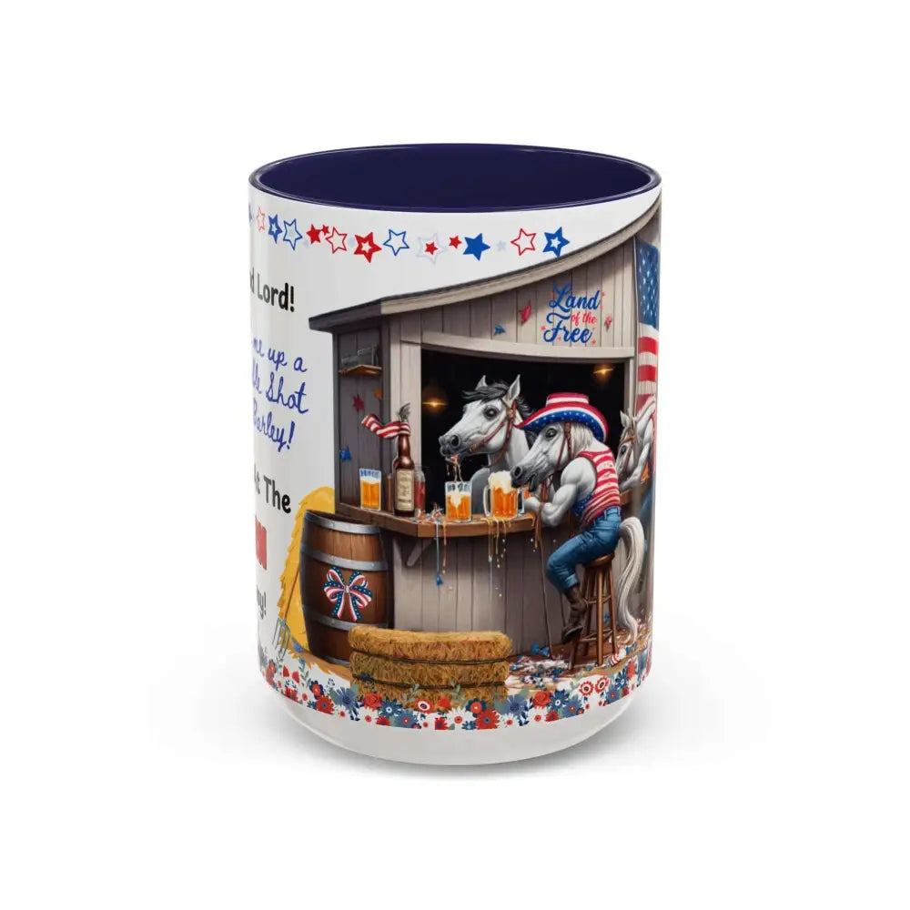 Patriotic Horse-Themed Country Coffee Mug Independence Day Tipsy Song Mug for Country Lovers | Funny Gift Idea - 15oz