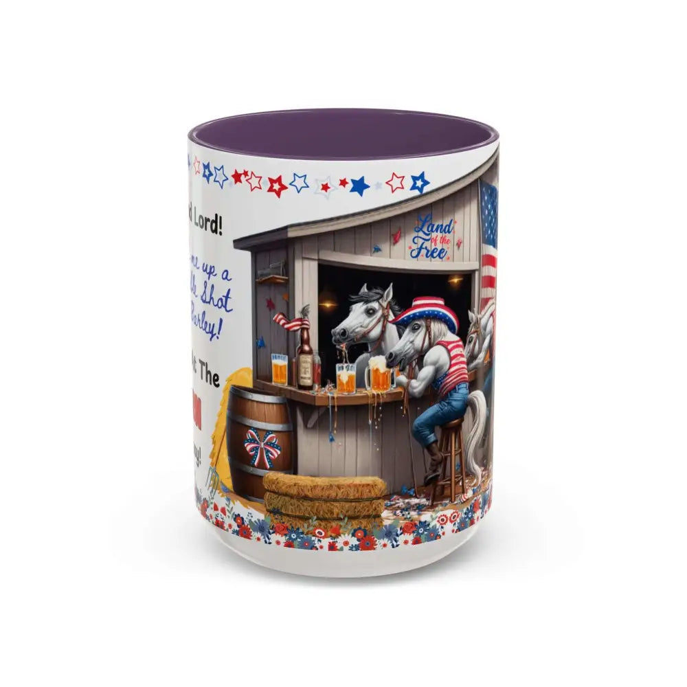 Patriotic Horse-Themed Country Coffee Mug Independence Day Tipsy Song Mug for Country Lovers | Funny Gift Idea - 15oz