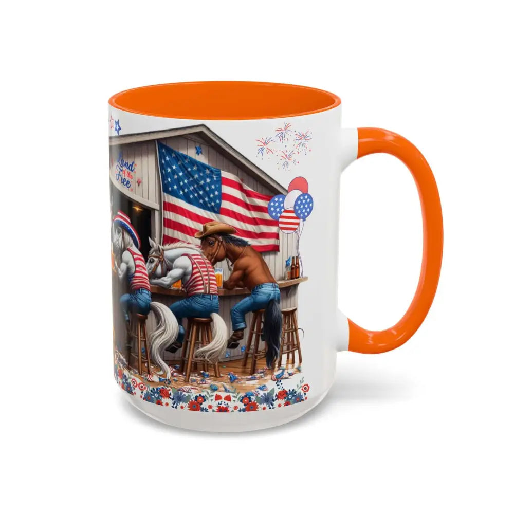 Patriotic Horse-Themed Country Coffee Mug Independence Day Tipsy Song Mug for Country Lovers | Funny Gift Idea - Mugs