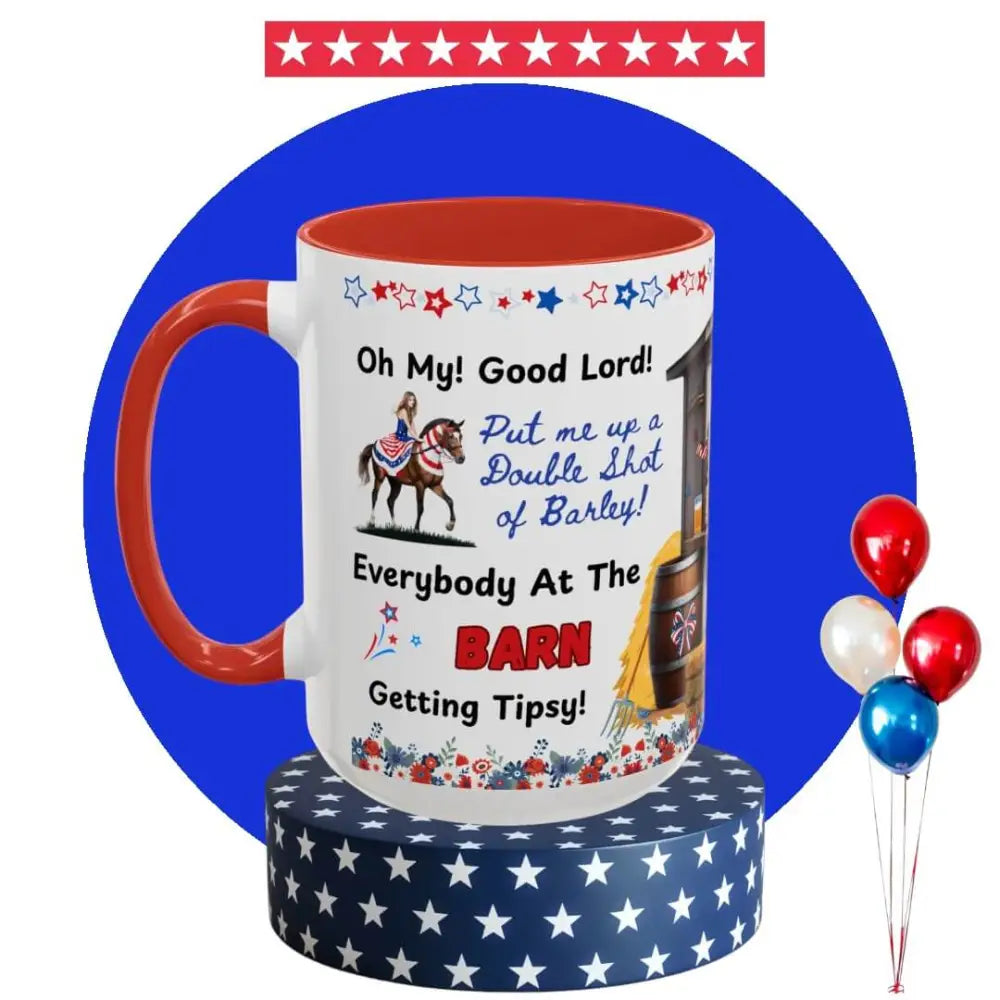 Patriotic Horse-Themed Country Coffee Mug Independence Day Tipsy Song Mug for Country Lovers | Funny Gift Idea - Mugs