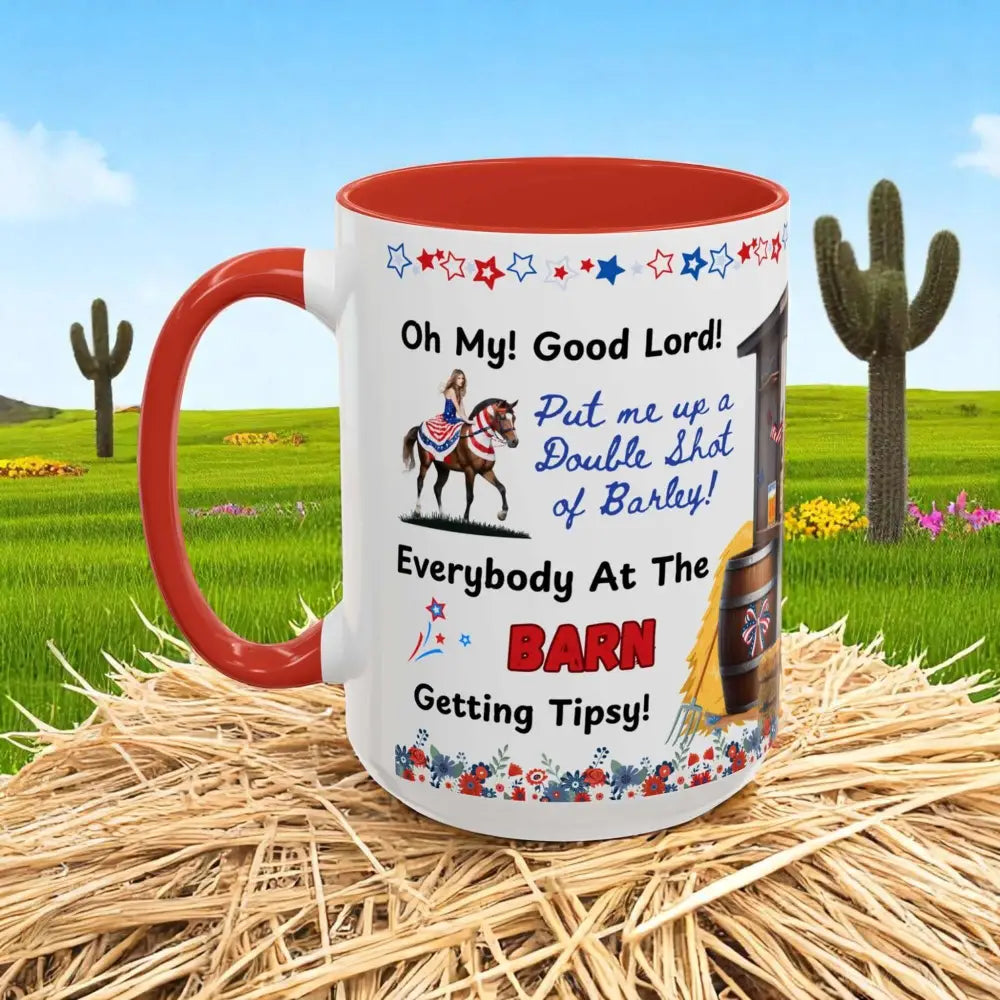 Patriotic Horse-Themed Country Coffee Mug Independence Day Tipsy Song Mug for Country Lovers | Funny Gift Idea - Mugs