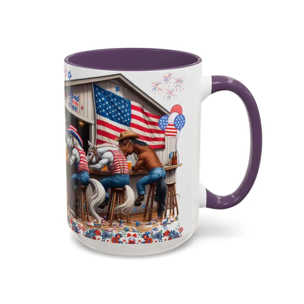 Patriotic Horse-Themed Country Coffee Mug Independence Day Tipsy Song Mug for Country Lovers | Funny Gift Idea - Mugs