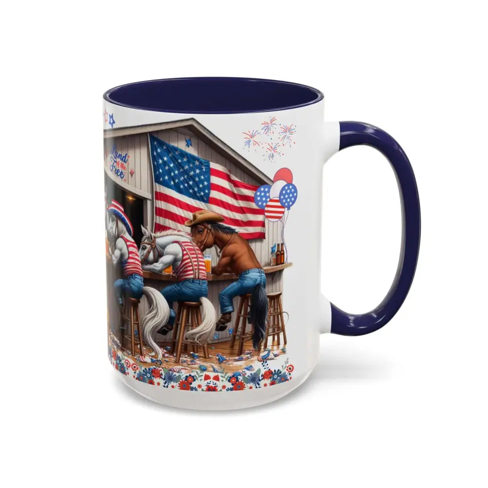 Patriotic Horse-Themed Country Coffee Mug Independence Day Tipsy Song Mug for Country Lovers | Funny Gift Idea - Mugs