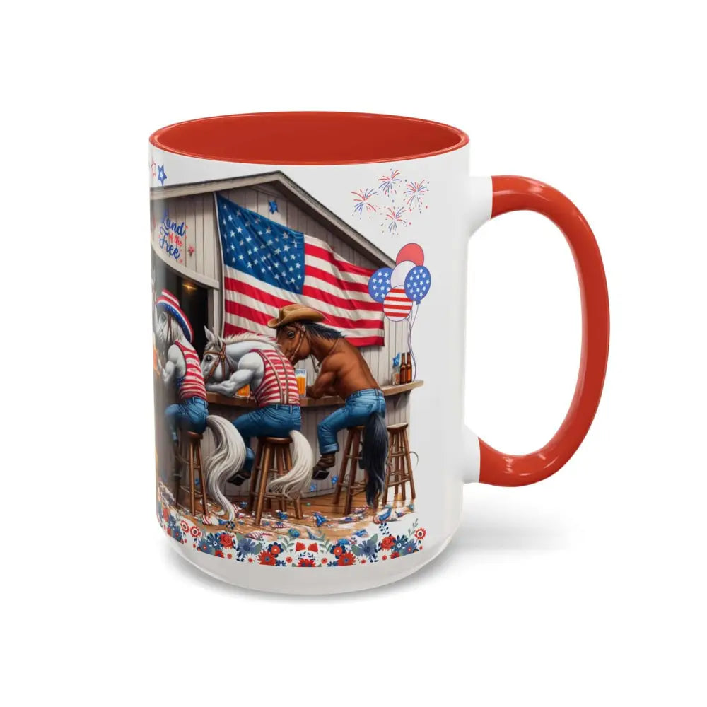 Patriotic Horse-Themed Country Coffee Mug Independence Day Tipsy Song Mug for Country Lovers | Funny Gift Idea - Mugs