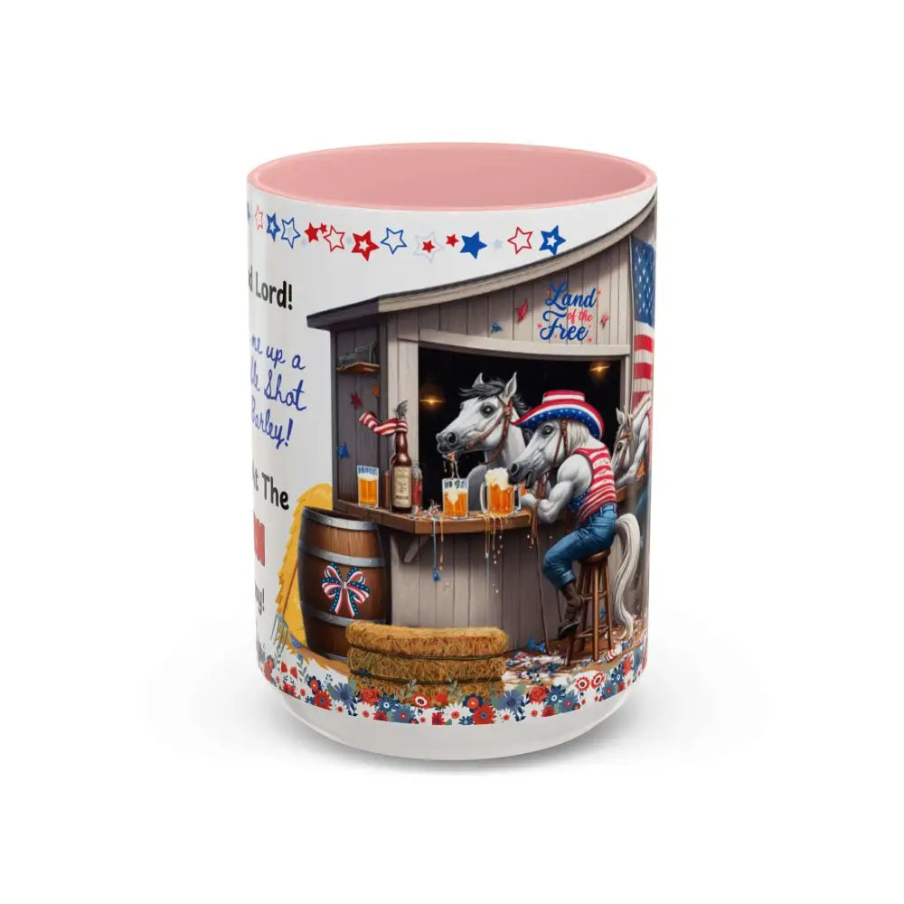 Patriotic Horse-Themed Country Coffee Mug Independence Day Tipsy Song Mug for Country Lovers | Funny Gift Idea - 15oz