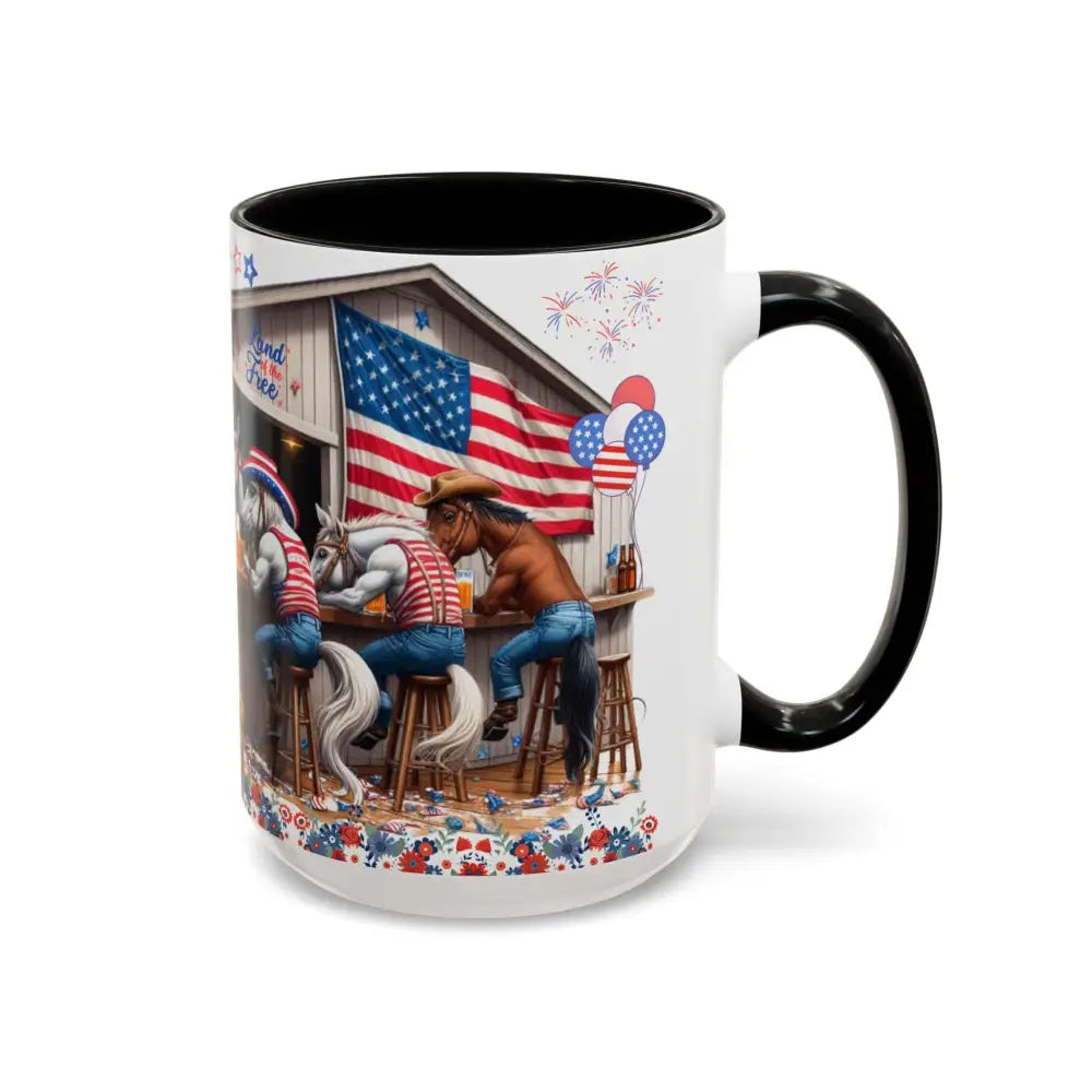 Patriotic Horse-Themed Country Coffee Mug Independence Day Tipsy Song Mug for Country Lovers | Funny Gift Idea - Mugs