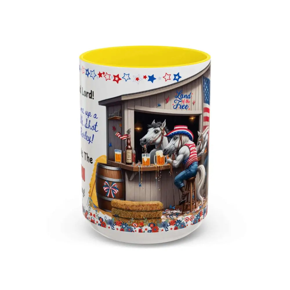 Patriotic Horse-Themed Country Coffee Mug Independence Day Tipsy Song Mug for Country Lovers | Funny Gift Idea - Mugs