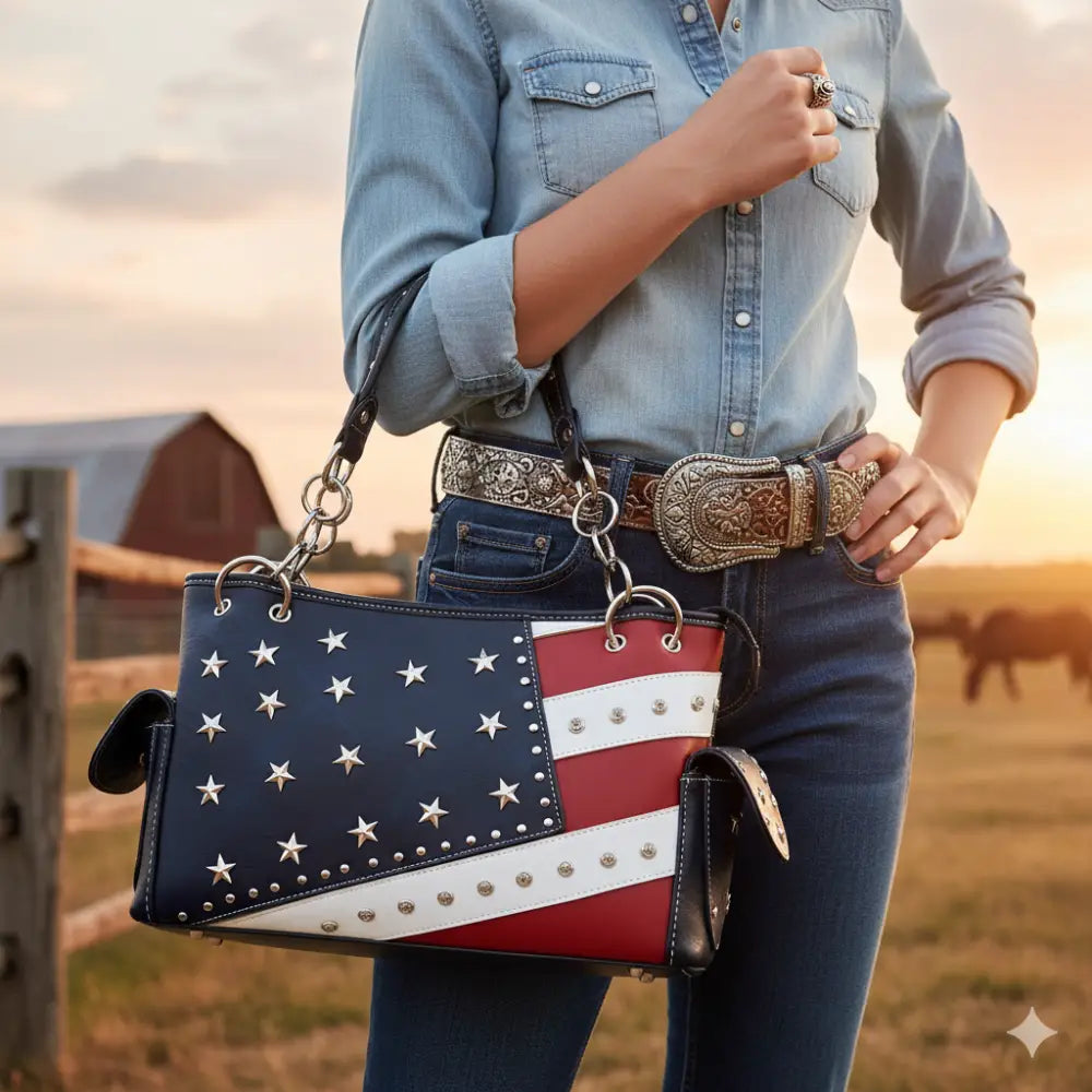 Patriotic PU Leather Matching Purse and Wallet Set Patriotic Gifts Shoulder Bags - Bags