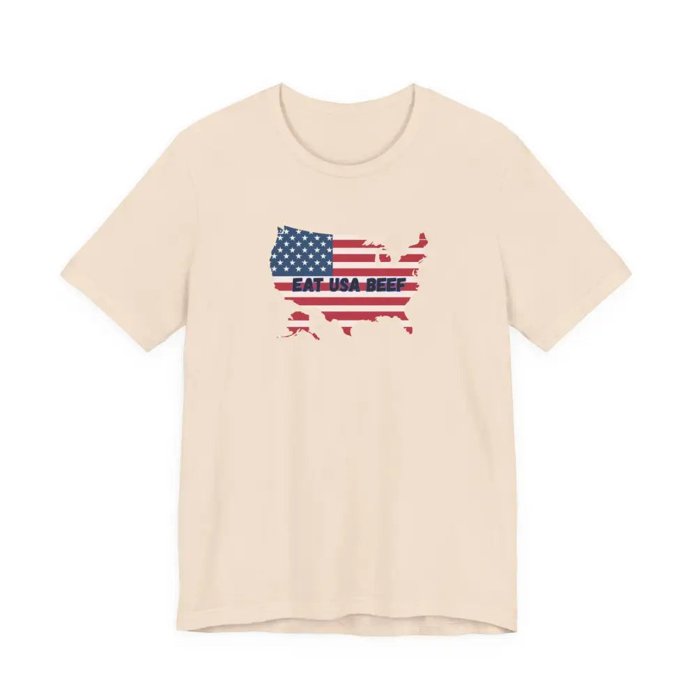 Patriotic USA Beef Pride T Shirt Celebrate USA American Style Tee Gift for Meat Lovers Patriotic Apparel Soft Cream