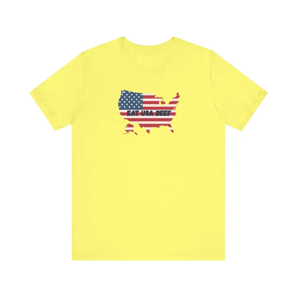 Patriotic USA Beef Pride T Shirt Celebrate USA American Style Tee Gift for Meat Lovers Patriotic Apparel Yellow / XS T