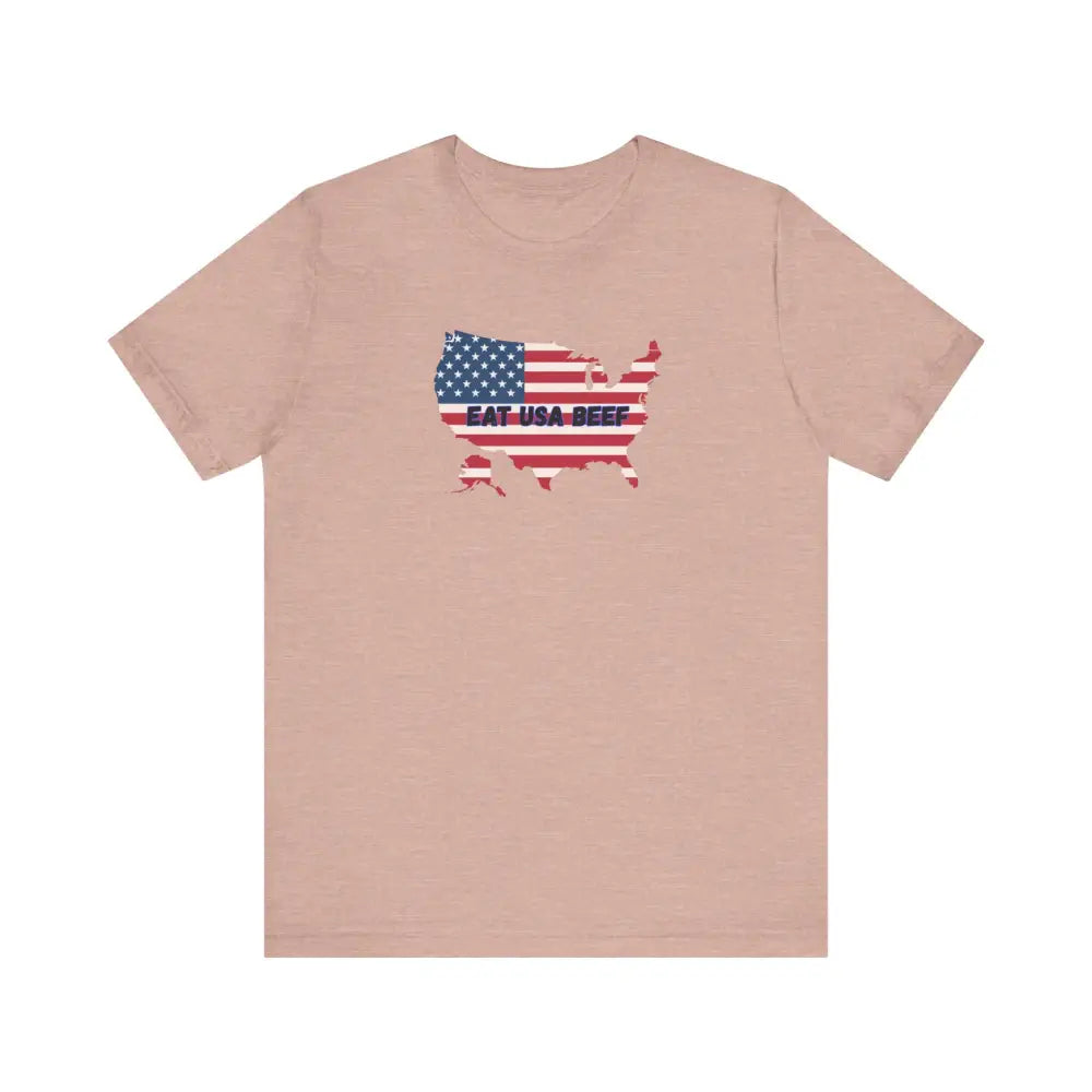 Patriotic USA Beef Pride T Shirt Celebrate USA American Style Tee Gift for Meat Lovers Patriotic Apparel Heather Prism