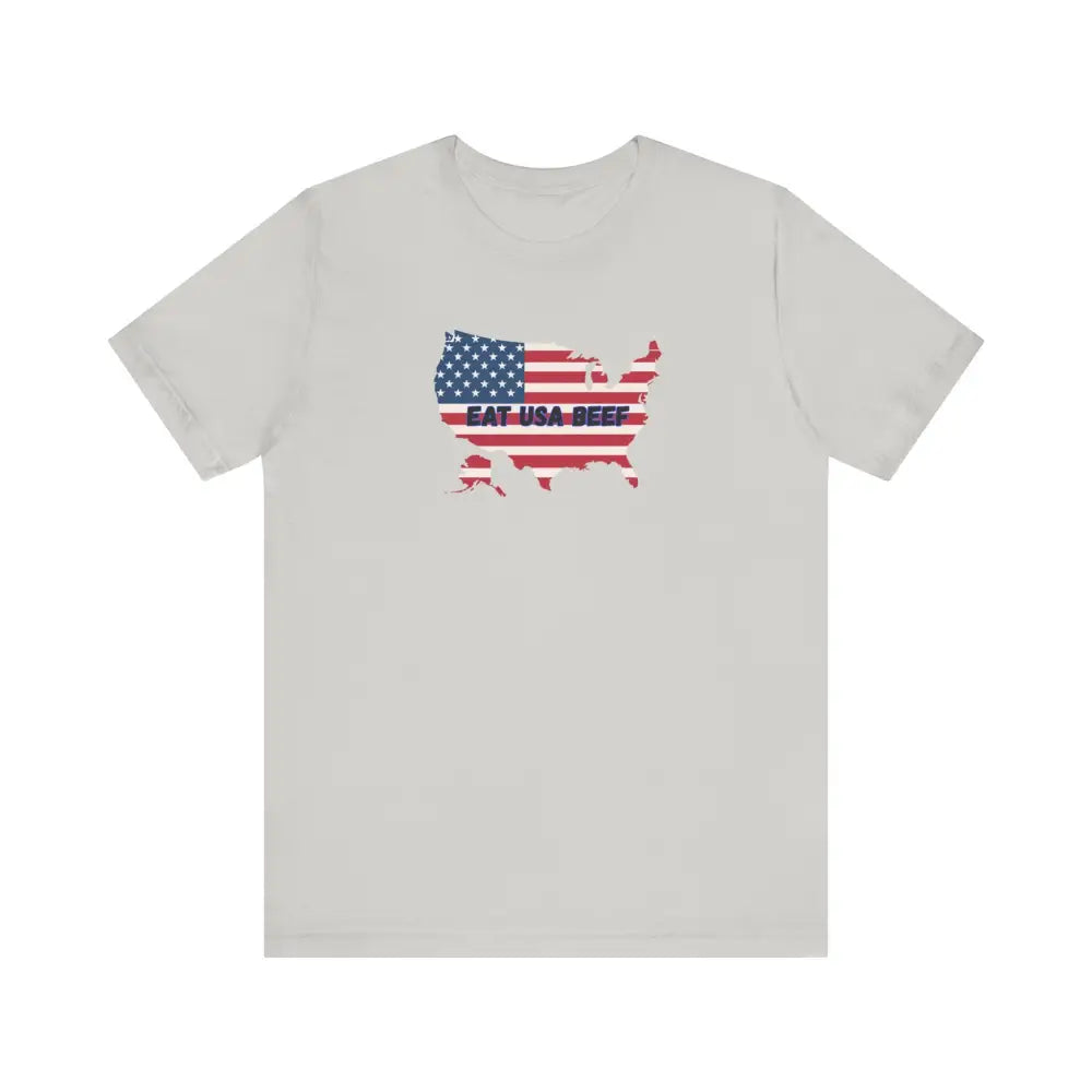 Patriotic USA Beef Pride T Shirt Celebrate USA American Style Tee Gift for Meat Lovers Patriotic Apparel Silver / XS T