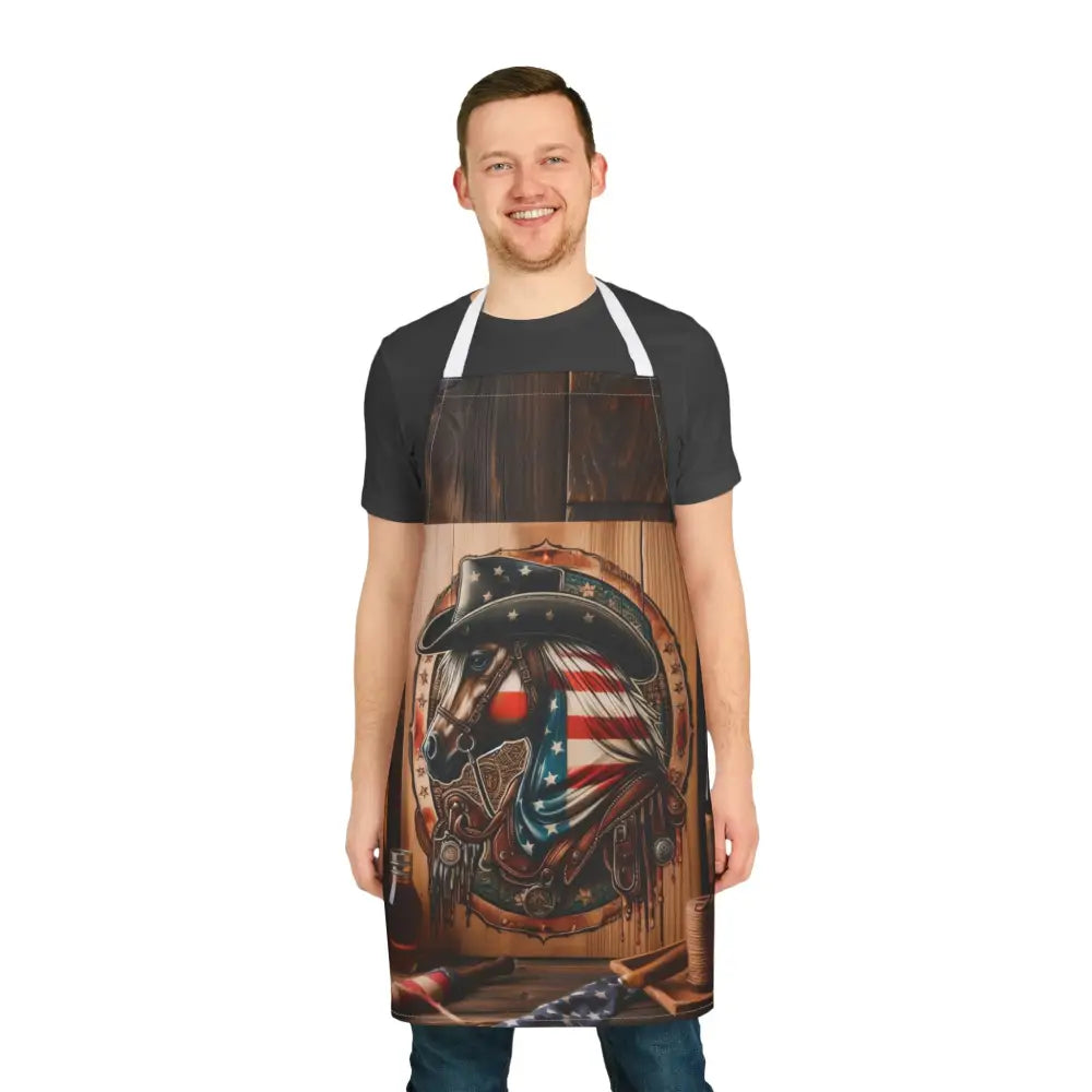 Patriotic Western Apron Cowboy Cooking BBQ Apron Gift Grilling BBQ Gift Unique BBQ Apparel Accessories Apron