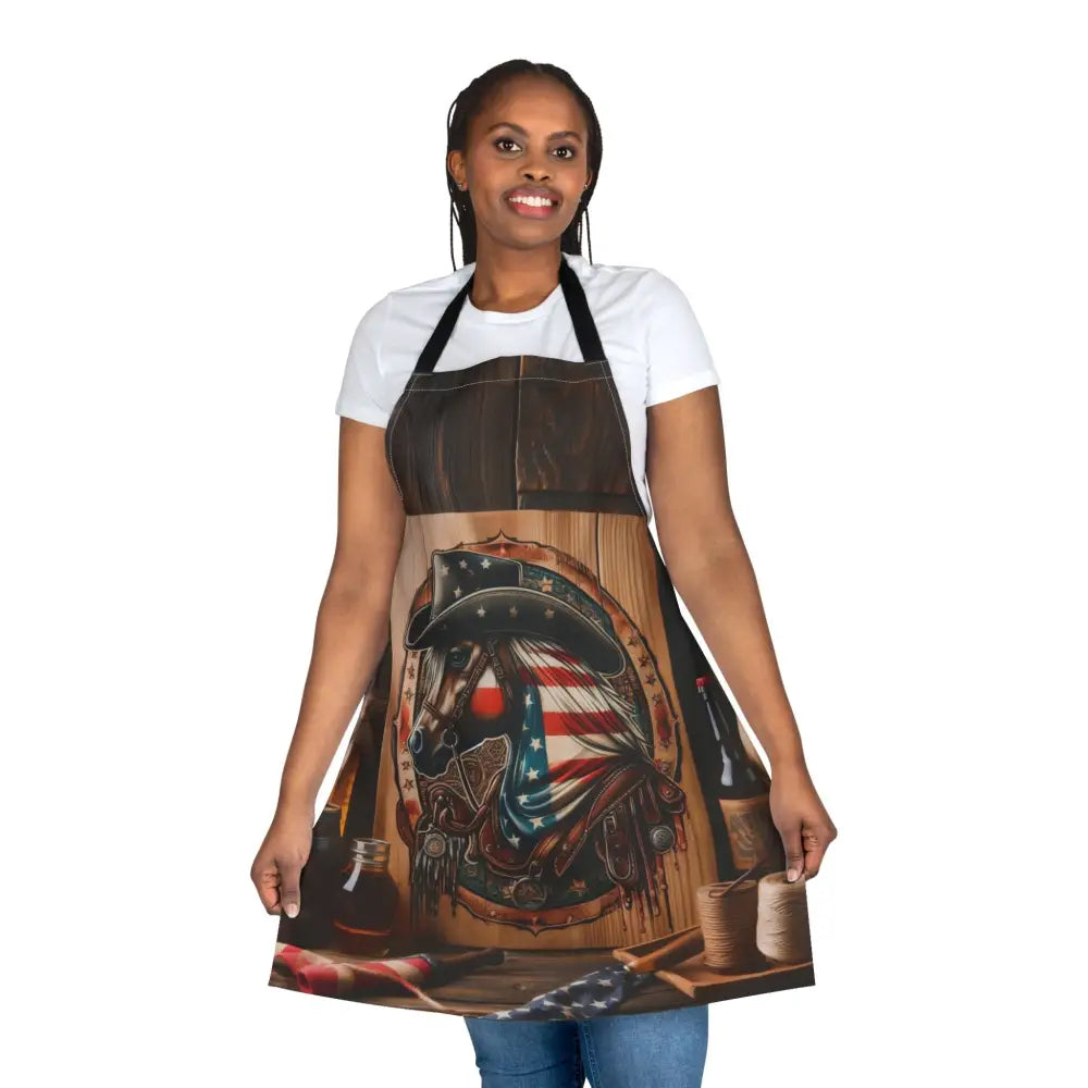 Patriotic Western Apron Cowboy Cooking BBQ Apron Gift Grilling BBQ Gift Unique BBQ Apparel Accessories Apron