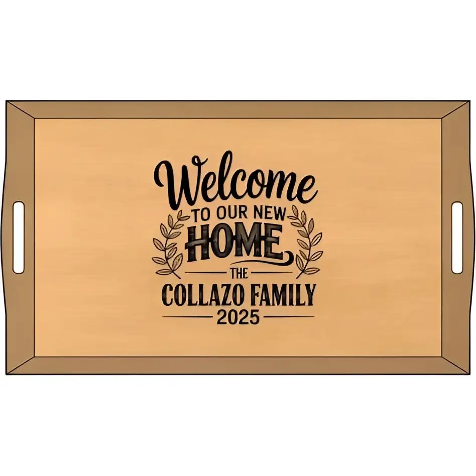 Personalize IT Bamboo Serving Tray Rustic Kitchen Decor Housewarming Gift Unique Present - 16.5″ × 9.75″ × 2.5″