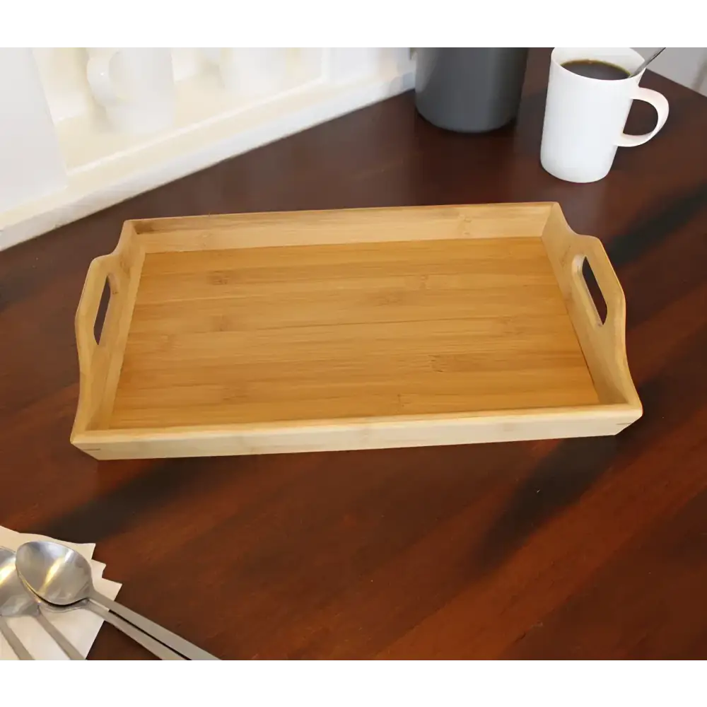 Personalize IT Bamboo Serving Tray Rustic Kitchen Decor Housewarming Gift Unique Present - 16.5″ × 9.75″ × 2.5″
