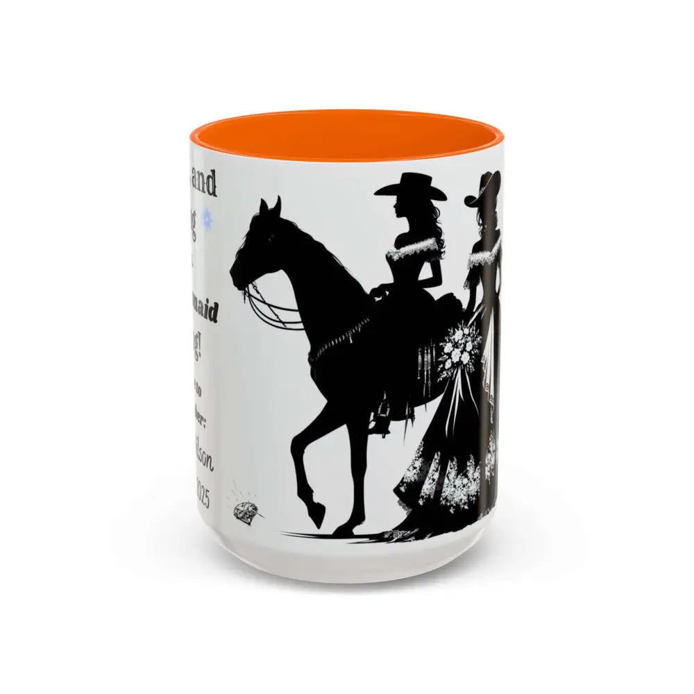 Personalized Bridesmaid Coffee Mug Western Country Wedding Party Gift for Bridesmaid 15oz / Orange Mugs