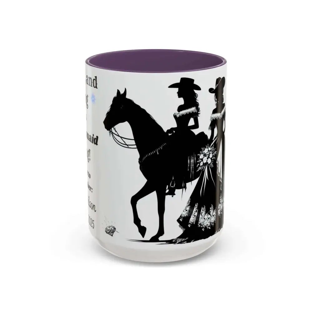 Personalized Bridesmaid Coffee Mug Western Country Wedding Party Gift for Bridesmaid 15oz / Purple Mugs