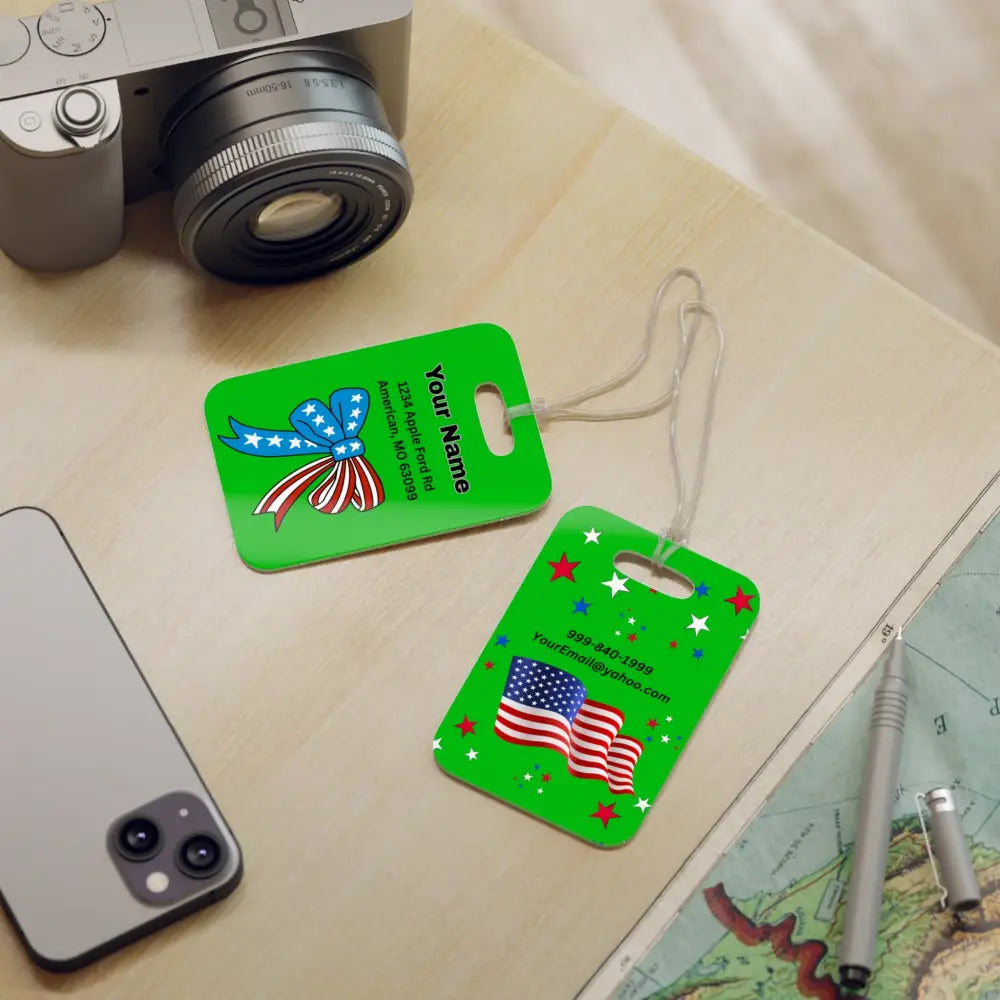 Personalized Luggage Tags Travel Accessories Custom Bag Tags Unique Gift for Travelers Patriotic Gifts Rectangle