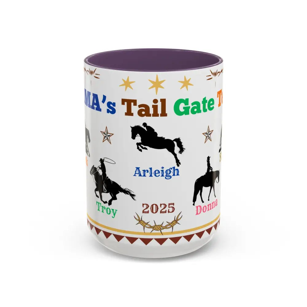 Personalized Mama Tail Gate Team Mug Horse Lovers Mug Roping Barrel Racer Western Jumper English 15oz 15oz / Purple Mug