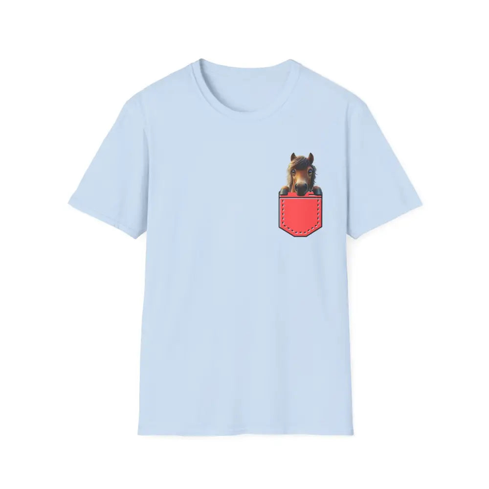 Pocket Horse T-Shirt - Fun Soft style Tee for Horse Lovers - Light Blue / S - T-Shirt